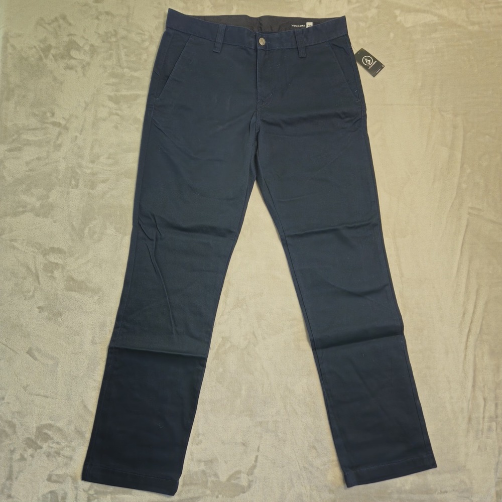 Volcom Men's Size 32 Vmonty Pant Navy Dark Blue Chino Skateboarding Streetwear